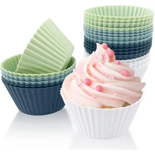 Pack of 24 Wiederverwendbare Silikon Muffinförmchen, Airfryer Zubehör, Backform für Mini Muffins, Silikonformen zum Backen, Muffinform Silikon, Backförmchen für Puddingform und Kastenform Klein