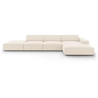 Micadoni Ecksofa rechts Jodie aus Samt leichtes beige 5 Sitzplätze , Textil , L-Form , 341x166 cm , Hergestellt in Europa, Oeko-Tex® , Wohnzimmer, Sofas & Couches, Wohnlandschaften, Ecksofas