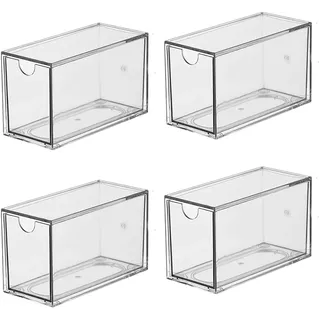 4 Stück Schreibtisch Organizer Büro,Teebeutel Organizer Aufbewahrung mit Schubladen,Durchsichtig Acryl Stapelbar schubladenbox für Teebeuteln, Schreibtischutensilien,Kaffeekapseln, Zucker, Kosmetik