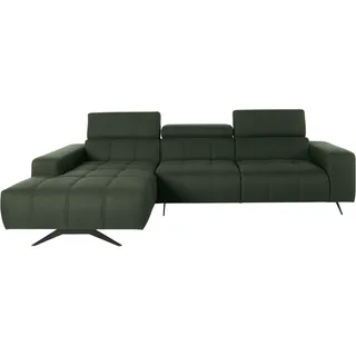 DOMO collection Ecksofa »Trento L-Form«, wahlweise mit Kopfteilverstellung, Recamiere links/rechts bestellbar grün