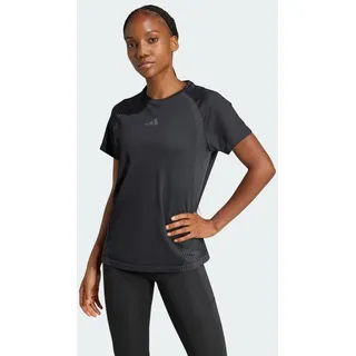 adidas Seamless Knitted T-Shirt, Black/Grey six, L