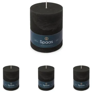 Spaas Rustik-Stumpenkerze, 100/130 mm, 95h, schwarz (Packung mit 4)
