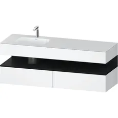 Duravit Qatego Einbauwaschtisch mit Konsolenwaschtischunterbau, 1600x550x600mm, Nische Eiche Schwarz, Becken links, QA4795016, Farbe: Weiß Matt