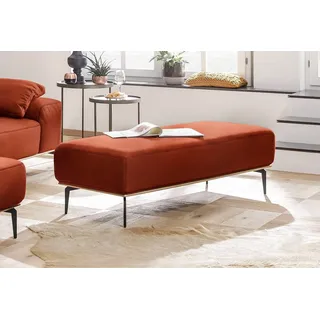 W.Schillig Polsterhocker »run« mit Holzsockel, Füße in Schwarz pulverbeschichtet, Breite 150 cm, orange