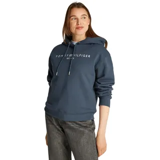 Tommy Hilfiger Damen Hoodie mit Logo, Blau (Military Denim), XL