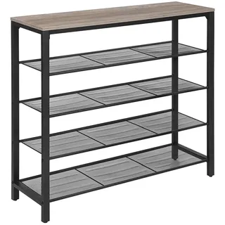 VASAGLE Schuhregal 100 x 93 x 30 cm Grau-Schwarz / grau