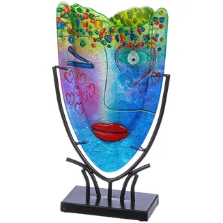 Casablanca by Gilde Dekovase »Glasart ovale Designvase Face "Twinkle", Höhe ca. 38,5 cm« aus Metall und Glas, Metallfuss schwarz lackiert, bunt