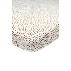 Meyco Baby Cheetah Spannbettlaken für die Laufgittermatratze (Bettlaken aus 100% Jersey-Baumwolle, extra weich, bequem, atmungsaktiv, perfekte Passform durch Rundum-Gummizug, Größe: 75 x 95cm), Camel
