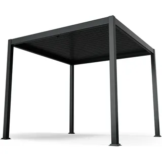 Blumfeldt LuminaHaven Lamellen-Pergola - wetterfester Garten-Pavillon mit starker Aluminiumstruktur, wasserdichten Stahllamellen, hoher Stabilität - Schwarz