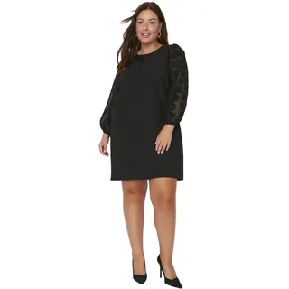 Trendyol Damen Woman Mini Bodycon Standing Collar Woven Plus Size Dress Kleid, Schwarz, 42