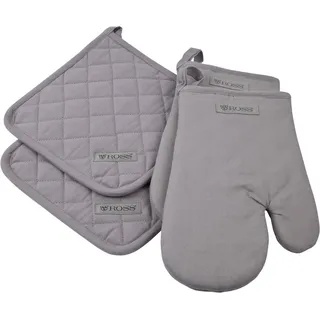 Ross »Exclusiv« 2x Topflappen, und 2x Grillhandschuh, 100% Baumwolle, silberfarben