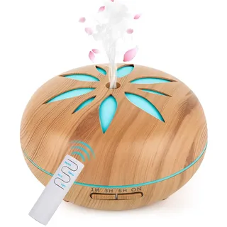 GeeRic Aroma Diffuser 550ML Luftbefeuchter mit Timer Ultraschall Vernebler,Raumbefeuchter Aromatherapie Öle Duftlampe mit 7 Farben LED Helles Holz