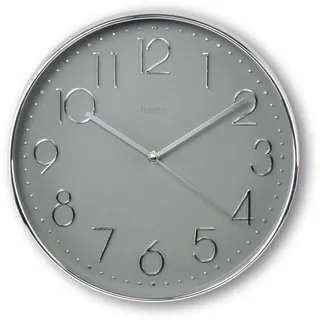 Hama Wanduhr Korsika grau silber Kunststoff, Ø 30,0 cm