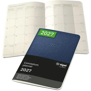 Sigel Monats-Kalenderheft Conceptum 2027 Dunkelblau