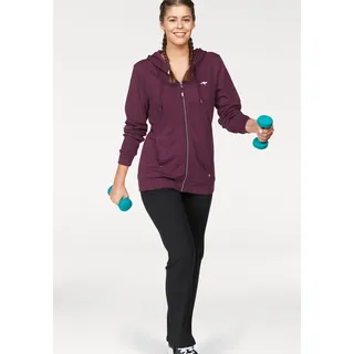 Jogginganzug KANGAROOS, Damen, Gr. 50, lila (aubergine, schwarz), Interlock, Obermaterial: 60% Baumwolle, 40% Polyester, figurumspielend, Sportanzüge Jogginganzug, Große Größen, Topseller