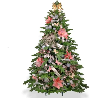 Geschmückter künstlicher weihnachtsbaum mit 89 Stk Kugeln NOBLESA 210 cm mit Metallständer - Bunt