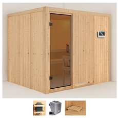 Bild Sauna »Gitte«, (Set), 9-kW-Bio-Ofen mit externer Steuerung beige