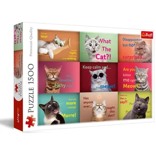 Trefl - Lustige Katzenporträts - Puzzle 1500 Elemente - DIY-Spiel mit Lustigen Katzen, Kreative Unterhaltung, Spaß, Klassisches Puzzle für Erwachsene und Kinder ab 12 Jahren