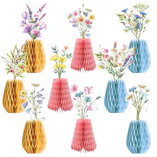 9 Stück Wabenbälle Tischdeko Blumen Geburtstag Bienenwaben Deko Tischdeko Geburtstag Wabenbälle Deko Frühlingsdeko für Feste Geburtstage Hochzeiten Partys Taufen