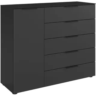 LeGer Home by Lena Gercke Kommode SERINA 120 x 100 x 42 cm Schwarz / Schwarz Mattglas
