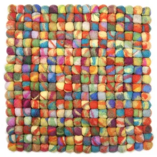 Theko Filzteppich Felty 34x34 cm , Multicolor , Textil , Abstrakt , Quadratisch , 34x34 cm , für Fußbodenheizung geeignet , Teppiche und Böden, Teppiche, Schafwollteppiche
