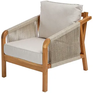 Butlers Outdoor-Sessel Rope Island , Braun , Holzwerkstoff, Textil, Kunststoff , 80x69x70 cm , FSC 100% , Gartenmöbel, Loungemöbel, Loungesessel