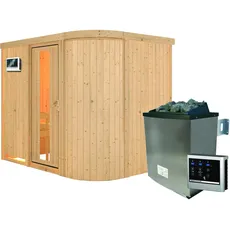 Bild Sauna Titania 4 Fronteinstieg, 9 kW Ofen externe Strg., kein Kranz, Klarglas-Tür