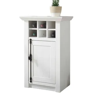 Furn.Design Kommode Pinie weiß Landhaus 63 x 100 cm, Anrichte mit Weinregal , Holzwerkstoff , Nachbildung,Pinie , Holz Optik, Uni , Sockel , 63x100x45 cm , Kleinmöbel, Kommoden, Kommoden