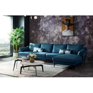Wohnlandschaft Ecksofa L-Form Sessel Set Garnitur Modern Sofa Blau Couchen Neu - Blau