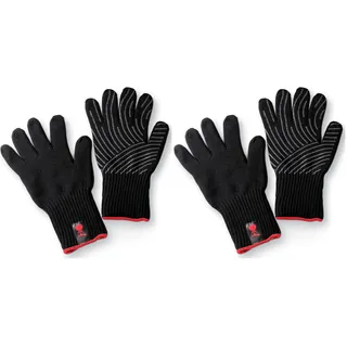 Weber Premium Grillhandschuhe - Größe L/XL, 1 Paar, aus Kevlarmischgewebe, Schwarz und mit Silikonnoppen, Schutz vor sehr hohen Temperaturen - Schwarz (6670) (Packung mit 2)