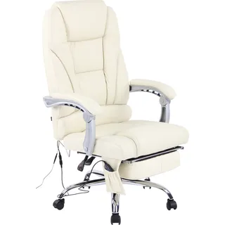 CLP Bürostuhl Pacific Echtleder mit Massagefunktion höhenverstellbar und drehbar,creme - Beige