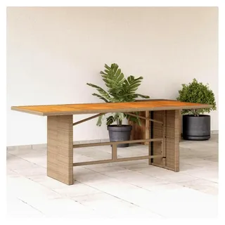 Gartentisch mit Akazienholzplatte, Esstisch, Balkontisch, Terrassentisch, 190x80x74 cm, Poly Rattan
