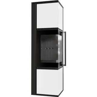 TORA/M 8 kW Ø 150 mit Türfeder Glaspaneel Weiß / Brennraum Schwarz