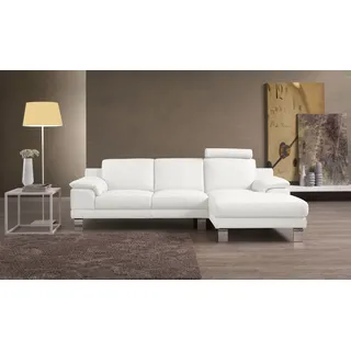 Egoitaliano Ecksofa "Shakira, Design & Sitzkomfort auf hohem Niveau, Breite 236cm, L-Form", mit Recamiere, L-Form, edle Füße, weiß,