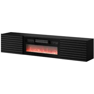 Mirjan24 Tula TV-Lowboard 183x37x35 cm Schwarz Glas/MDF/Melamin/Holzwerkstoff