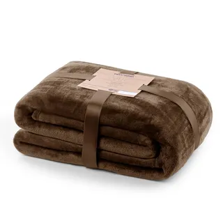 DecoKing Kuscheldecke 200x220 cm braun Decke Microfaser Tagesdecke Fleece weich sanft kuschelig Schoko Brown Chocolate Mic