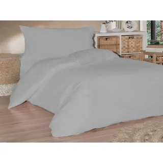 Französische Leinen-Satinstreifen 240x200, 70x90cm grau