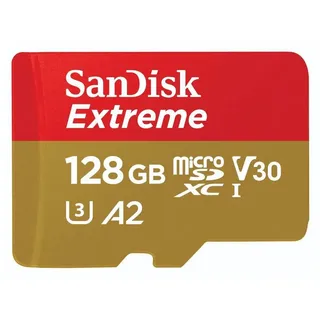 SanDisk Speicherkarte "microSDXC Extreme« (128 GB Video Speed Class 30 (V30)/UHS Speed Class 3 (U3) ), rot