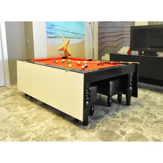 Esstisch Billardtisch 2 in 1 Billardtische Pooltisch Spieltische Holz 7ft - Schwarz
