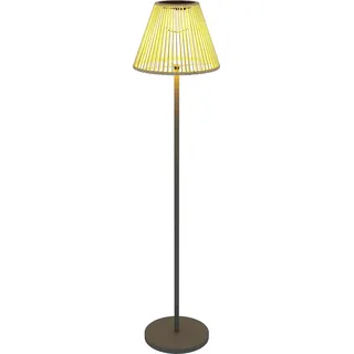 Fortuna Lai Solar Stehlampe Rattan Solarlampen mit Lichtsensor 25 LEDs automatisch Solarleuchte im Boho-Stil IP44 Wasserdichte Solarlampe Outdoor Lampe für Garten Balkon Außen Rasen Ø33x135 cm - Grau