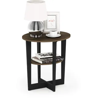 Furinno Jaya Oval Beistelltisch, Holz, Columbia Walnuss/Schwarz, 1-Pack