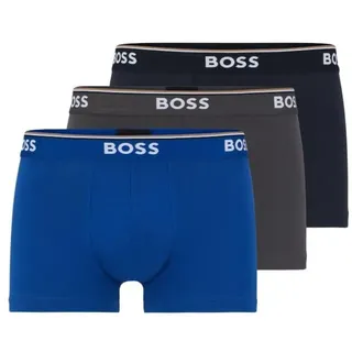 HUGO Herren 3er-Pack Shorts aus Stretch-Baumwolle mit Normaler Passform Badehose, Marineblau/Anthrazit/Blau, Medium