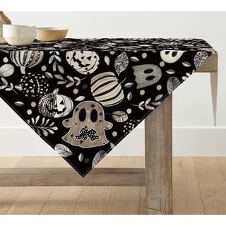 Artoid Mode Geist Kürbisse Blätter Halloween Tischdecke 85x85 cm Tischdecke | Saisonal Tischwäsche Küche Tisch Dekoration Drinnen Urlaub Party Dekor