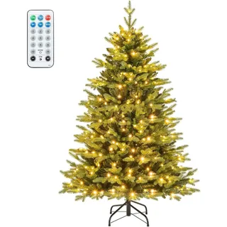 COSTWAY 150 cm Künstlicher Weihnachtsbaum mit Beleuchtung, beleuchteter Tannenbaum mit LEDs in mehrfarbig & warmweiß, 11 Lichtmodi, Christbaum Kunstbaum Weihnachten, für Zuhause Büro Party - Grün