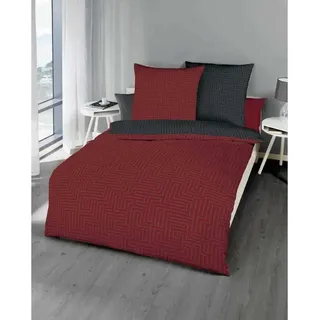Kaeppel Mako-Satin Bettwäsche Password rubin 200x200 cm + 2x 80x80 cm - Rot