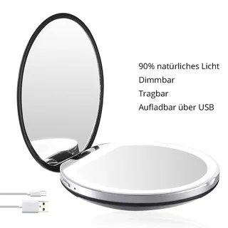AILORIA Maquillage Taschenspiegel mit dimmbarer LED-Beleuchtung (Usb) 1 St