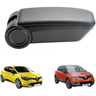 RATI Armster 3 Armlehnen, Montage am Sitz, kompatibel mit Renault Clio/Captur, 2013-2020, ohne Originalarmlehne, Schwarz, veganes Leder