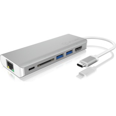 Bild von Icy Box IB-DK4034-CPD USB 3.0 Multiport Adapter, silber (60213)