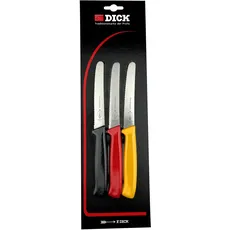 F. DICK Allzweckmesser-Set Deutschland ProDynamic (3x Messer mit Klinge 12 cm, X55CrMo14 Stahl, nichtrostend, 56° HRC, Messer Europameisterschaft, Geschenkidee EM) 85700122