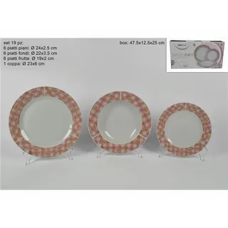 X Set Service 19 Geschirr Porzellan Teller Mittel Frucht Tasse Hearts Pink Dfh